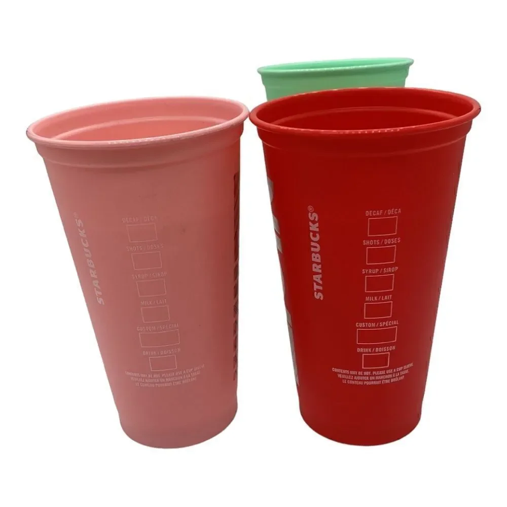 Starbucks Reusable 16 oz Color Change Plastic Cups 5 Piece Set